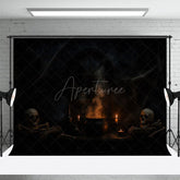 Aperturee - Aperturee Skeleton Cauldron Terrifying Night Halloween Backdrop